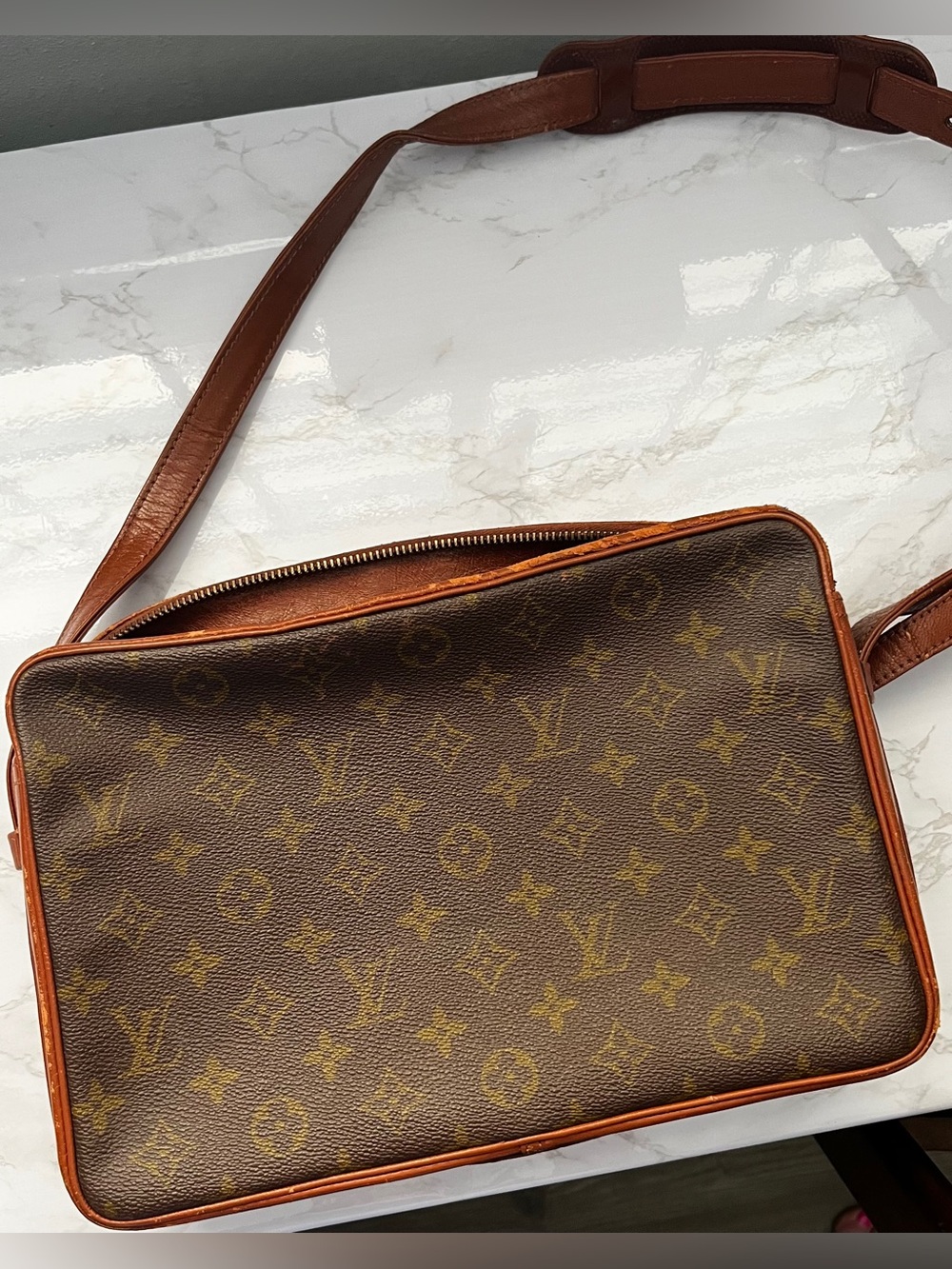 Vintage 1970s Louis Vuitton Crossbody with Tan Trim